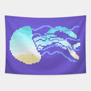 Modern Pixel Sea Jellyfish Tapestry