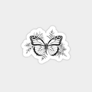 Dotwork Floral Monarch Butterfly Magnet