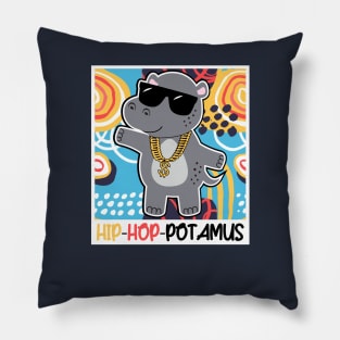 Funny 90s Throwback Hip Hop Part Hippopotamus Hippo 90s Party Gear Pillow