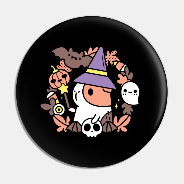 Bubu and Moonch, Halloween Witchy Guinea Pig T-Shirt, Black Pin by Noristudio