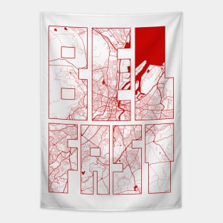 Belfast, Northern Ireland City Map Typography - Oriental Tapestry