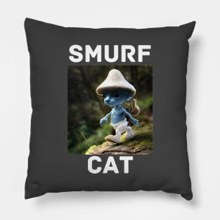 Funny blue mushroom Cat Meme we love live lie Pillow