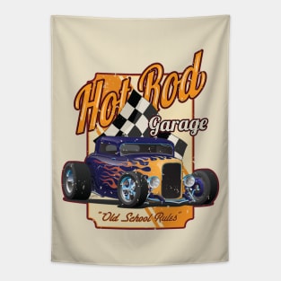 Hot Rod Garage Old School Rules Tapestry