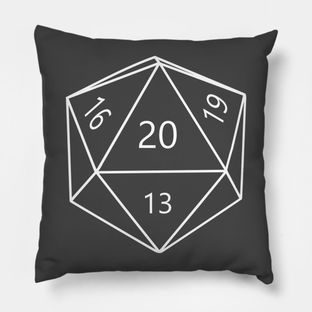 D20 Dice (Simple / Minimal) Pillow by Meta Nugget