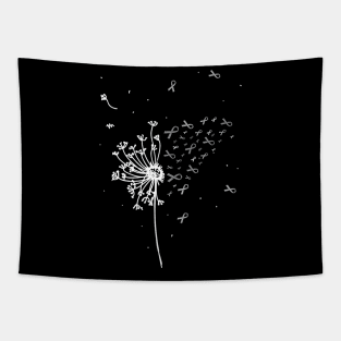 Dandelion Gray  Tumor Brain Cancer Awareness Tapestry