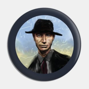 Oppenheimer with porkpie hat and New Mexico Sky Pin