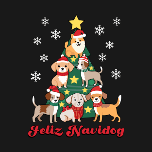 Feliz Navidog Dog Christmas Tree Funny Dog Lover Navidad Gift T-Shirt