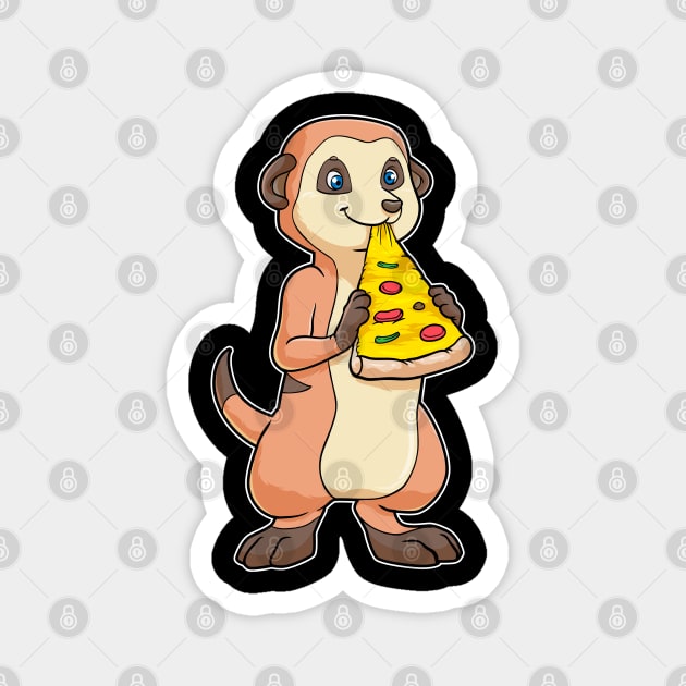 Meerkat with Piece of Pizza Magnet by Markus Schnabel