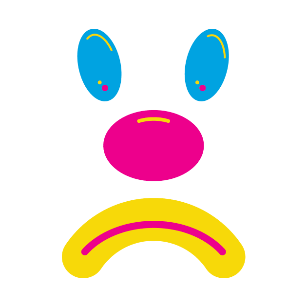 Sad Clown - Cyan Magenta Yellow by Squidoink