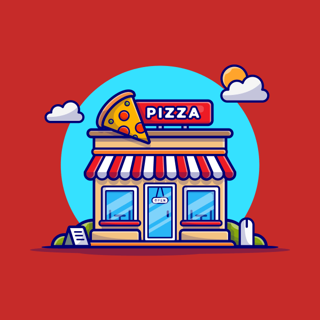 Pizza Shop Cartoon Vector Icon Illustration by Catalyst Labs