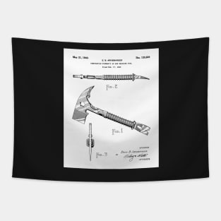 Fireman Axe Patent - Fire Fighter Art - Black And White Tapestry