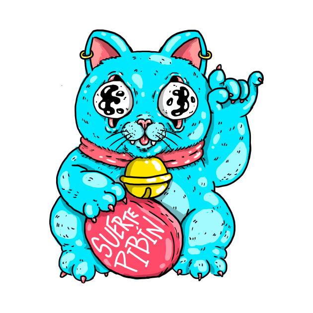 Blue Lucky Cat by Stefilustra