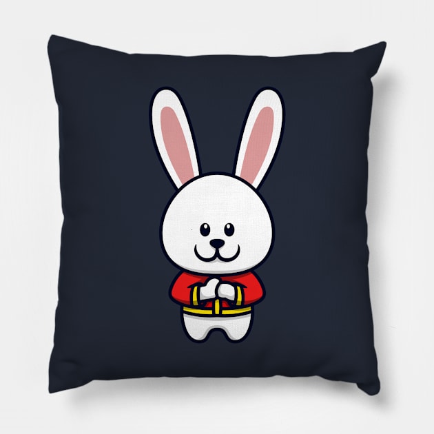 Cute Bunny Cartoon Pillow by garistipis