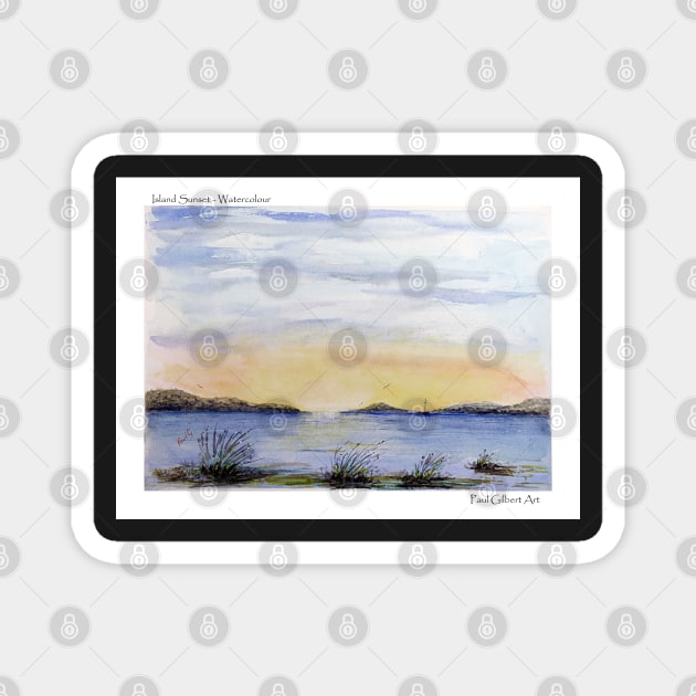 Island Sunset – Watercolour Magnet by pops