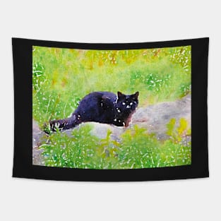 Fluffy Black Cat Tapestry