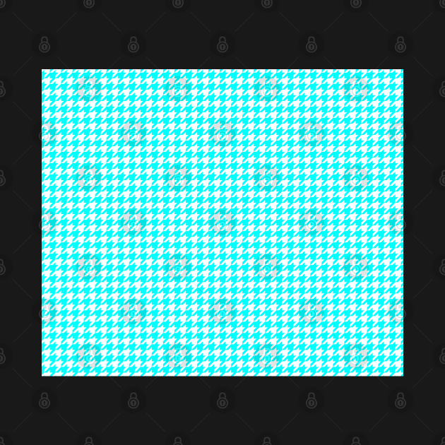 White and Turquoise Houndstooth by CraftyCatz