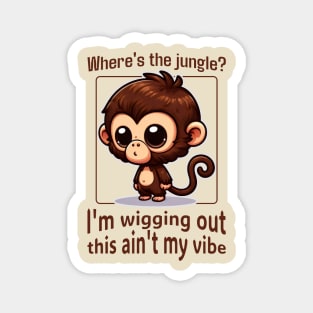 Where’s The Jungle? I’m Wigging Out Fluffy Brown Monkey Magnet