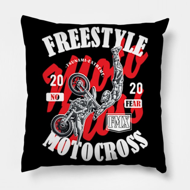 Freestyle Motocross FMX No Fear red Pillow by Hariolf´s Mega Store