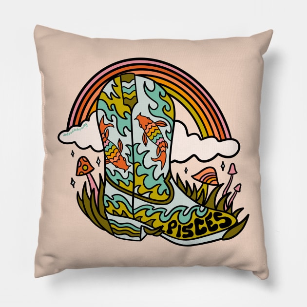 Pisces Cowboy Boot Pillow by Doodle by Meg