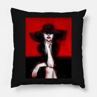 Portrait of a lady in black Pillow