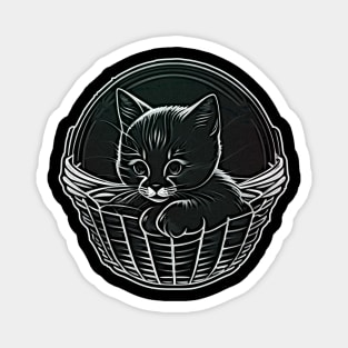 Cute Kitten In A Basket Magnet