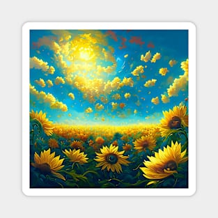 Sunflower in sky Magnet