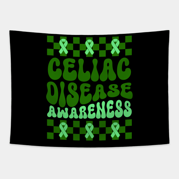 Celiac Disease Awareness Green Ribbon Tapestry by JazlynShyann