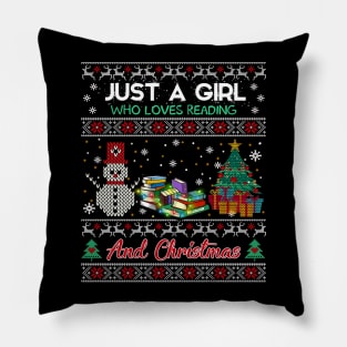Just a girl who loves reading and christmas Pillow
