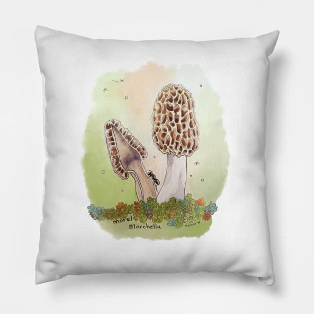 Morel Mushrooms Pillow by mernstw