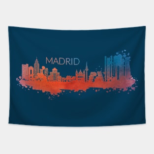 Madrid Watercolor Skyline Tapestry