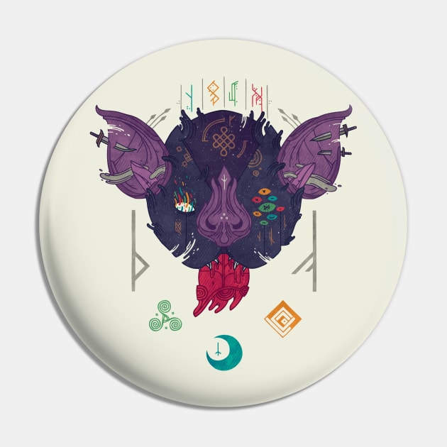 Runic Bat Pin by againstbound