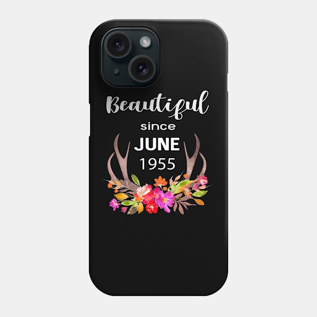 Deer Antler Elk Hunting Flower Horn Beautiful Since June 1955 Phone Case by familycuteycom