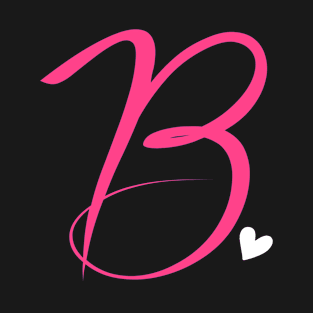 Letter B Monogram Monogrammed Pink Calligraphy T-Shirt