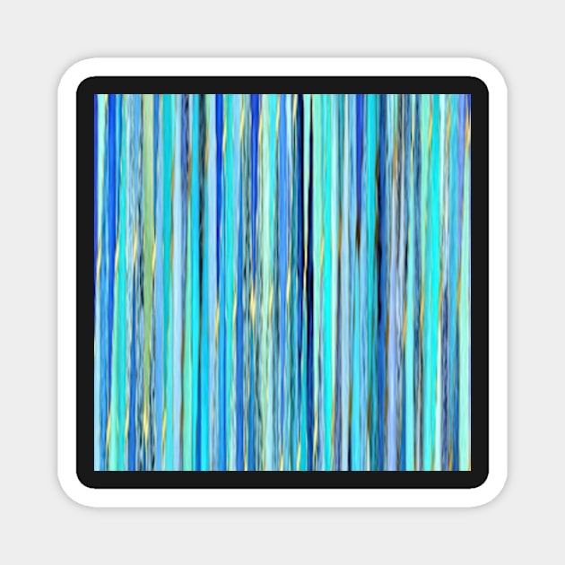 turquoise blue gold abstract striped pattern Magnet by katerina-ez