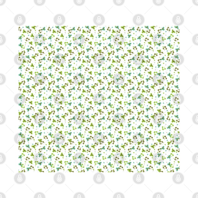 Happy Green Clover Leaves Art Pattern by FlinArt