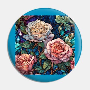 Stained Glass Roses Pin