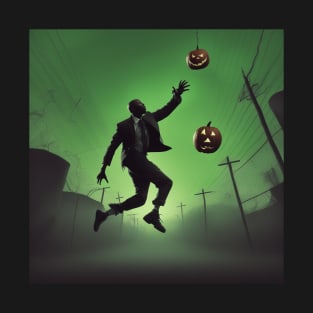 Michael Jordan Jumps catch halloween pumpkins T-Shirt