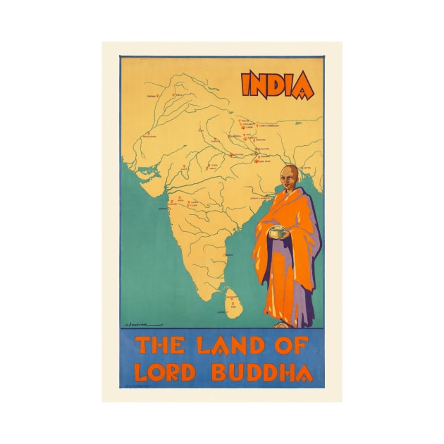 India The land of Lord Buddha Vintage Poster 1930 by vintagetreasure