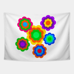 retro flowers colorful design Tapestry
