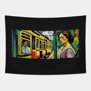 The Art of Trams - Neo-Impressionism Style #002 - Mugs For Transit Lovers Tapestry