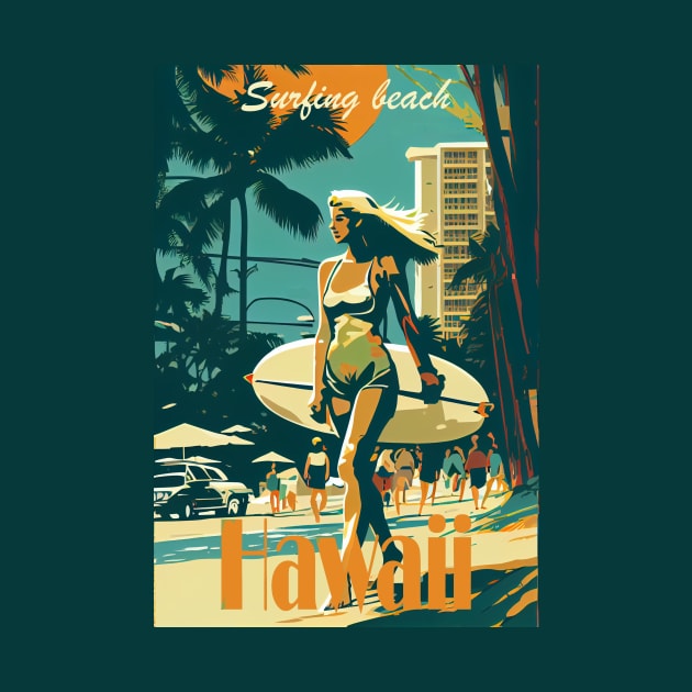 Hawaii Surfing by GreenMary Design