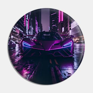 Chicago Night Ride Pink Sports Car Pin