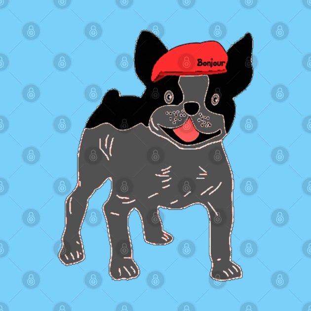 Cute French Bulldog with Red Beret by radiogalaxy