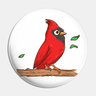 Cardinal Bird Hand Drawn Pin