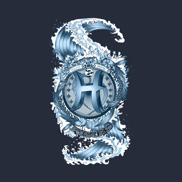 PISCES (Aquamarine) Aquatic Zodiac sign by qggraphics