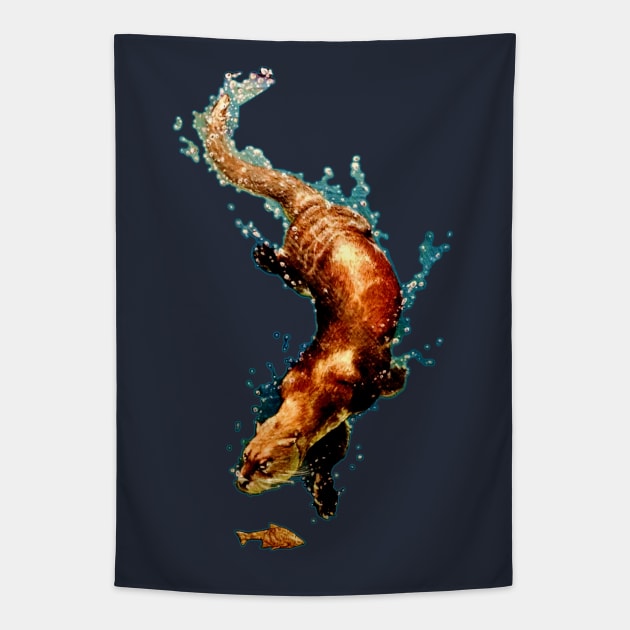 Otter Splash Tapestry by ThisIsNotAnImageOfLoss