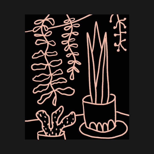 Plant line illustration on black by Pacesyte