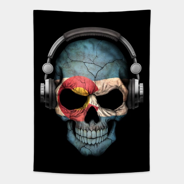 Dark Skull Deejay with Colorado Flag Tapestry by jeffbartels