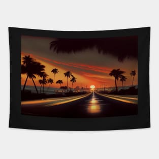 In To The Sunset On The Road To Fantasy Island / Abstract And Surreal Unwind Art Tapestry