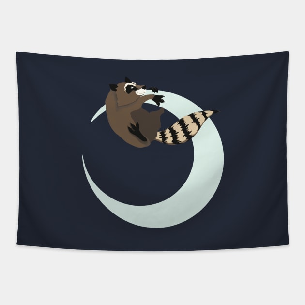 Raccoon Moon Tapestry by CaseyHWilkinson